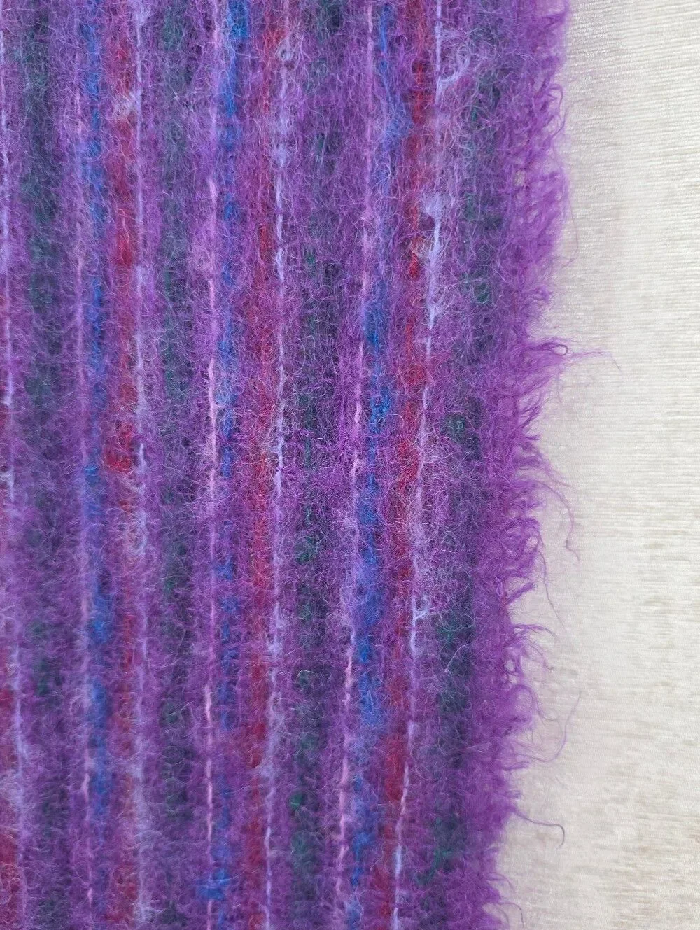 Vintage Handwoven Purple Mohair Scarf
